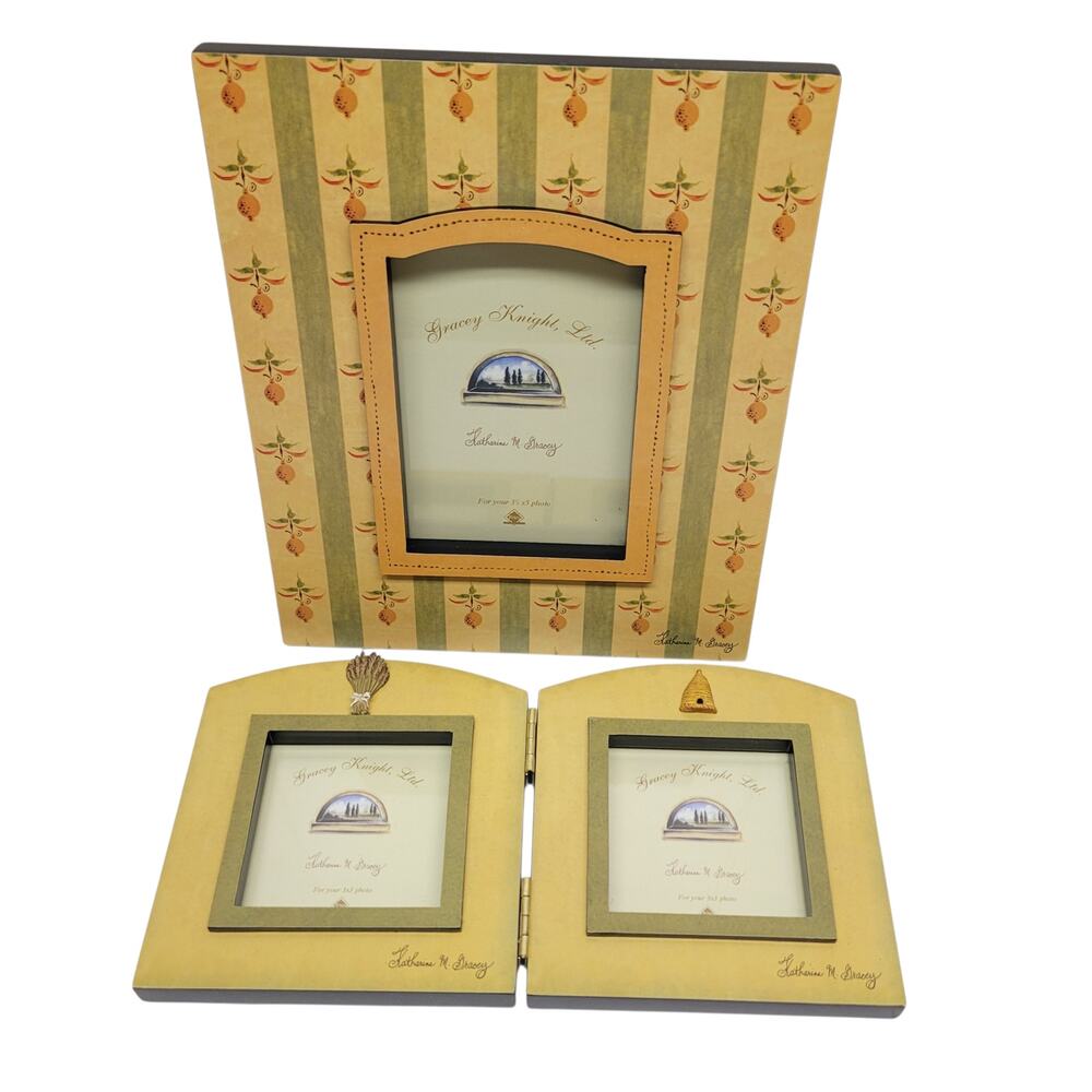 Gracey Knight Ltd Katharine M Gracey Lemon Stripe Lavender Beehive Photo Frames